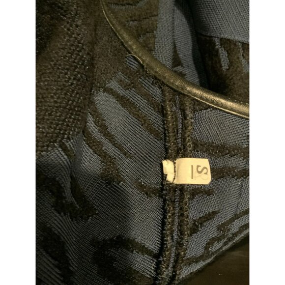 ISSA Dark Blue Velour Textured Patterned Fit & Flare Dress, Size Small - Picture 10 of 11